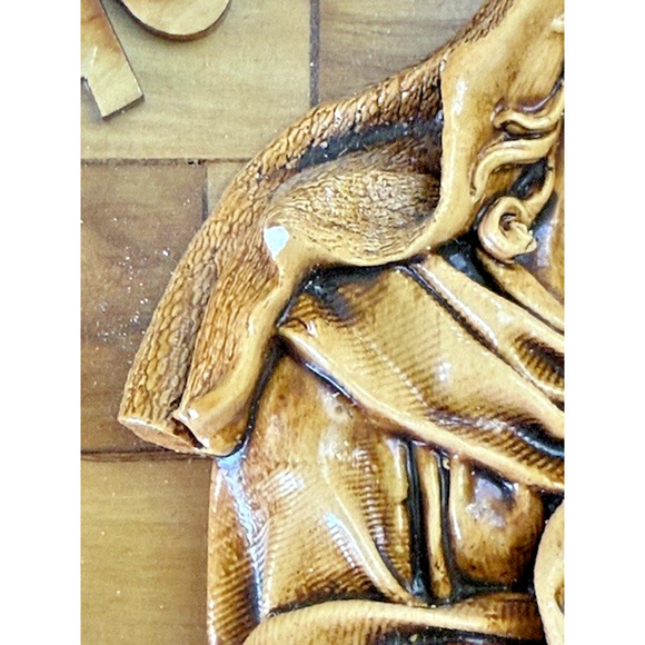 Holy Family Gypsum Olive Wood Hand-Carved Wall Plaque Bethlehem Holy Land Arts - Picture 4 of 10